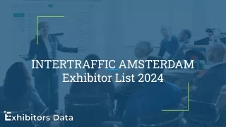 INTERTRAFFIC AMSTERDAM Exhibitor List 2024