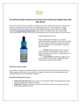 The Ultimate Guide to Eye Serum for Dark Circles Rediscover Radiant Eyes with Blue Nectar