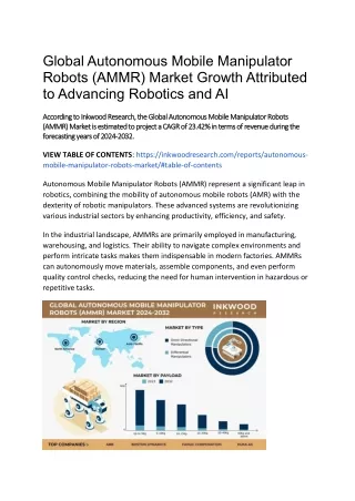 Autonomous Mobile Manipulator Robots (AMMR) Market Growth