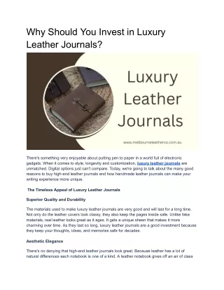 Why Should You Invest in Luxury Leather Journals?