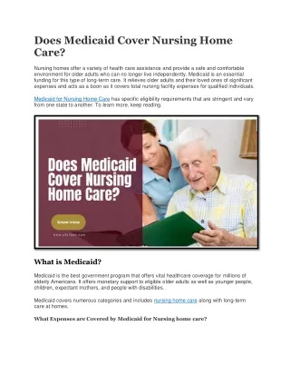 We are Helping You To Access Medicaid for Nursing Home Care Very Easily