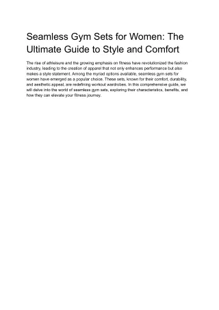 Seamless Gym Sets for Women_ The Ultimate Guide to Style and Comfort