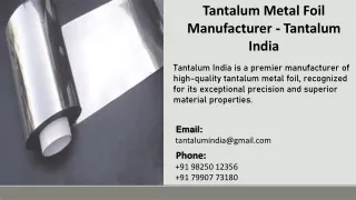 Tantalum Metal Foil Manufacturer  - Tantalum India