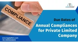 Due Dates of Annual Compliances for Private Limited Company