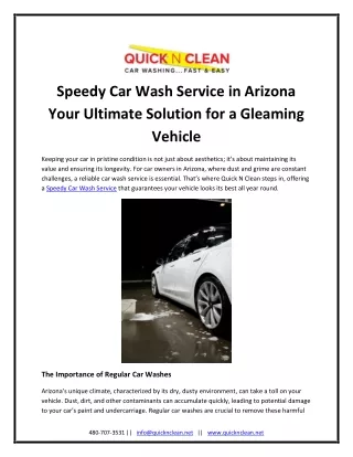 Speedy Car Wash Service in Arizona Your Ultimate Solution for a Gleaming Vehicle