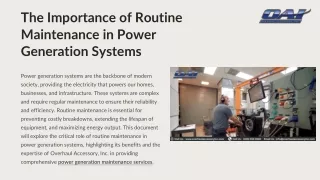 The Importance of Routine Maintenance in Power Generation Systems