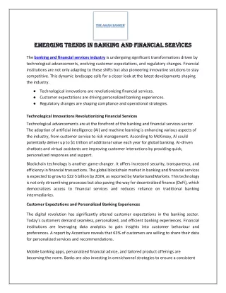 Emerging Trends in Banking and Financial Services