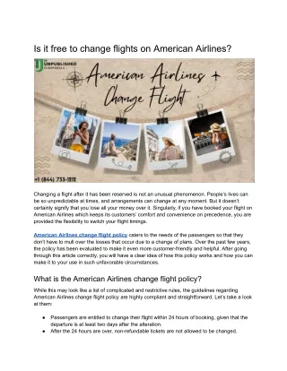 Is it free to change flights on American Airlines