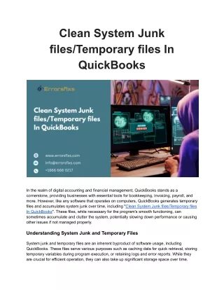 Clean System Junk files_Temporary files In QuickBooks