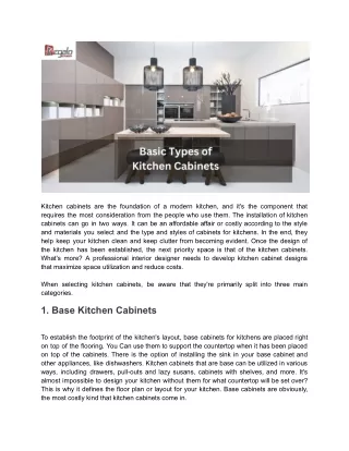 Basic Types of Kitchen Cabinets