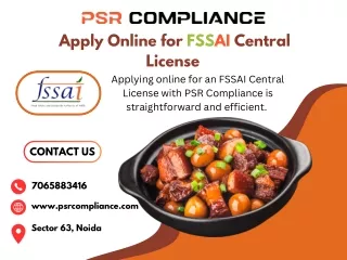 Apply Online for FSSAI Central License