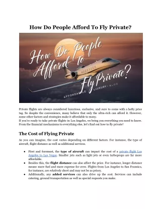 How Do People Afford To Fly Private_