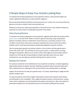 5 Simple Steps to Keep Your Granite Looking New