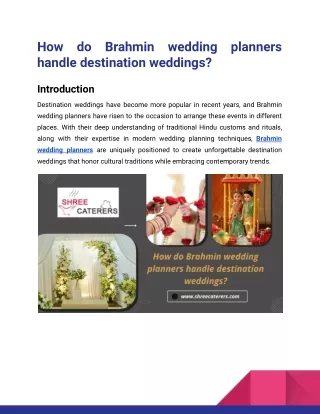 How do Brahmin wedding planners handle destination weddings_Shree Caterers