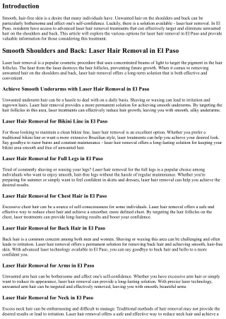 Smooth Shoulders and Back: Laser Hair Removal in El Paso