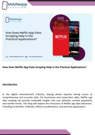 How Does Netflix App Data Scraping Help in the Practical Applications