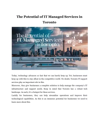 The Potential of IT Managed Services in Toronto