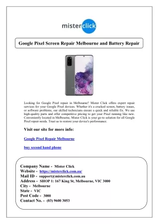 Google Pixel Screen Repair Melbourne and Battery Repair