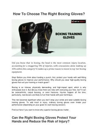How To Choose The Right Boxing Gloves