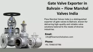 Gate Valve Exporter in Bahrain - Flow Marshal Valves India