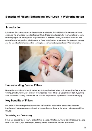 Benefits of Fillers Enhancing Your Look in Wolverhampton