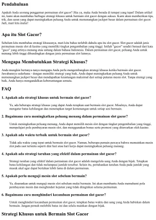 Membangun Strategi Khusus untuk Bermain Slot Gacor dengan Sukses