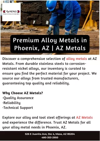 Premium Alloy Metals in Phoenix, AZ | AZ Metals