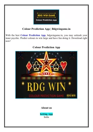 Colour Prediction App | Bdgwingame.in