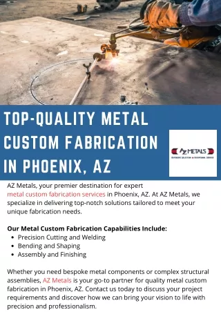 Top-Quality Metal Custom Fabrication in Phoenix, AZ