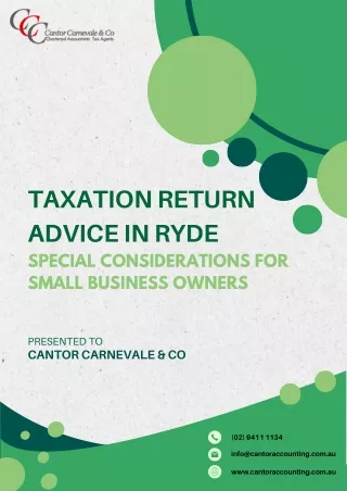 Taxation Return Advice in Ryde - Special Considerations for Small Business Owners