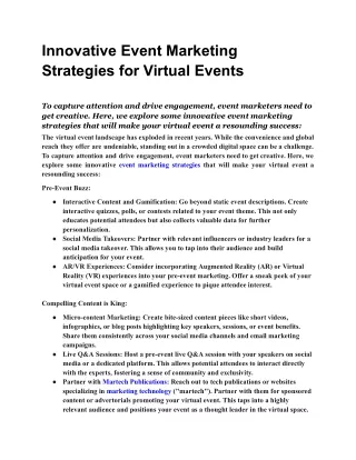 Innovative Event Marketing Strategies for Virtual Events
