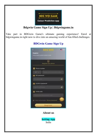 Bdgwin Game Sign Up | Bdgwingame.in