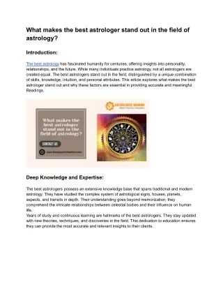 What makes the best astrologer stand out in the field of astrology