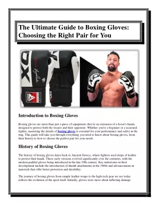 The Ultimate Guide to Boxing Gloves Choosing the Right Pair for You