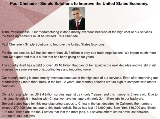 Paul Chehade - Simple Solutions to Improve the United States