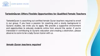 TarteeleQuran Offers Flexible Opportunities for Qualified Female Teachers