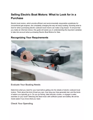 Selling Electric Boat Motors_ What to Look for in a Purchase