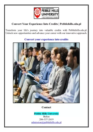 Convert Your Experience Into Credits | Pebblehills.edu.pl