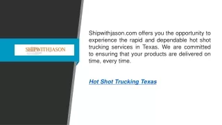 Hot Shot Trucking Texas  Shipwithjason.com