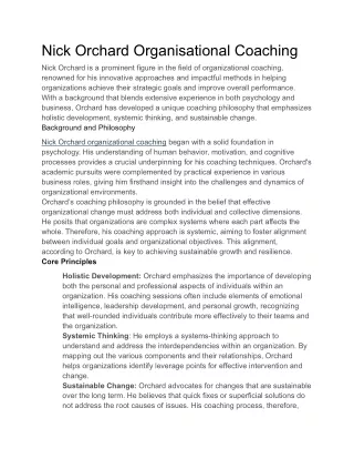 Nick Orchard Organisational Coaching