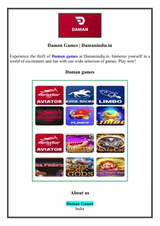 Daman Games | Damanindia.in