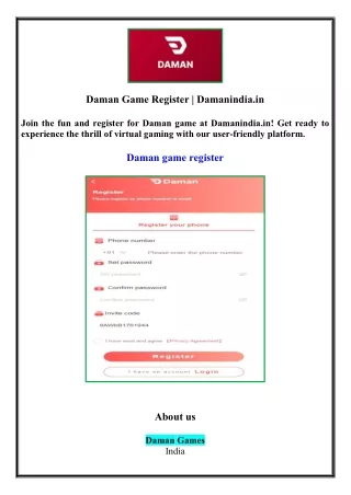 Daman Game Register | Damanindia.in