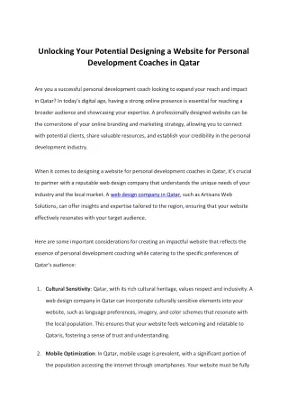 Unlocking Your Potential Designing a Website for Personal Development Coaches in Qatar