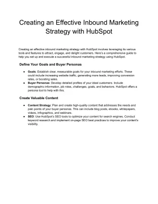 Creating an Effective Inbound Marketing Strategy with HubSpot