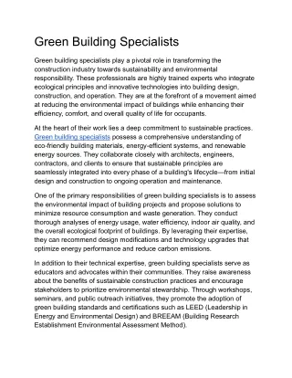 Green Building Specialists