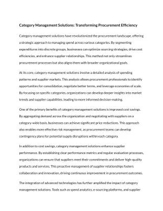 Category Management Solutions Transforming Procurement Efficiency