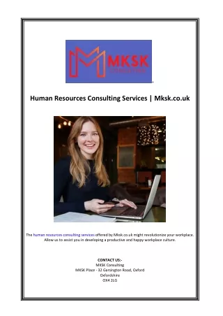 Human Resources Consulting Services | Mksk.co.uk