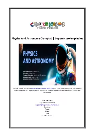 Physics And Astronomy Olympiad | Copernicusolympiad.us