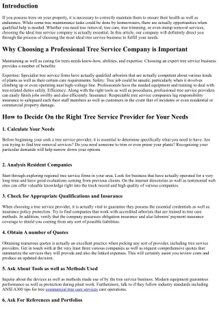 Exactly how to Choose the Right Tree Service Provider for Your Needs
