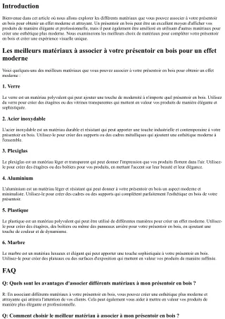 Les meilleurs matériaux à associer à votre présentoir en bois pour un effet mode